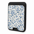 Blue Botanical Floral MagSafe Card Holder, front view