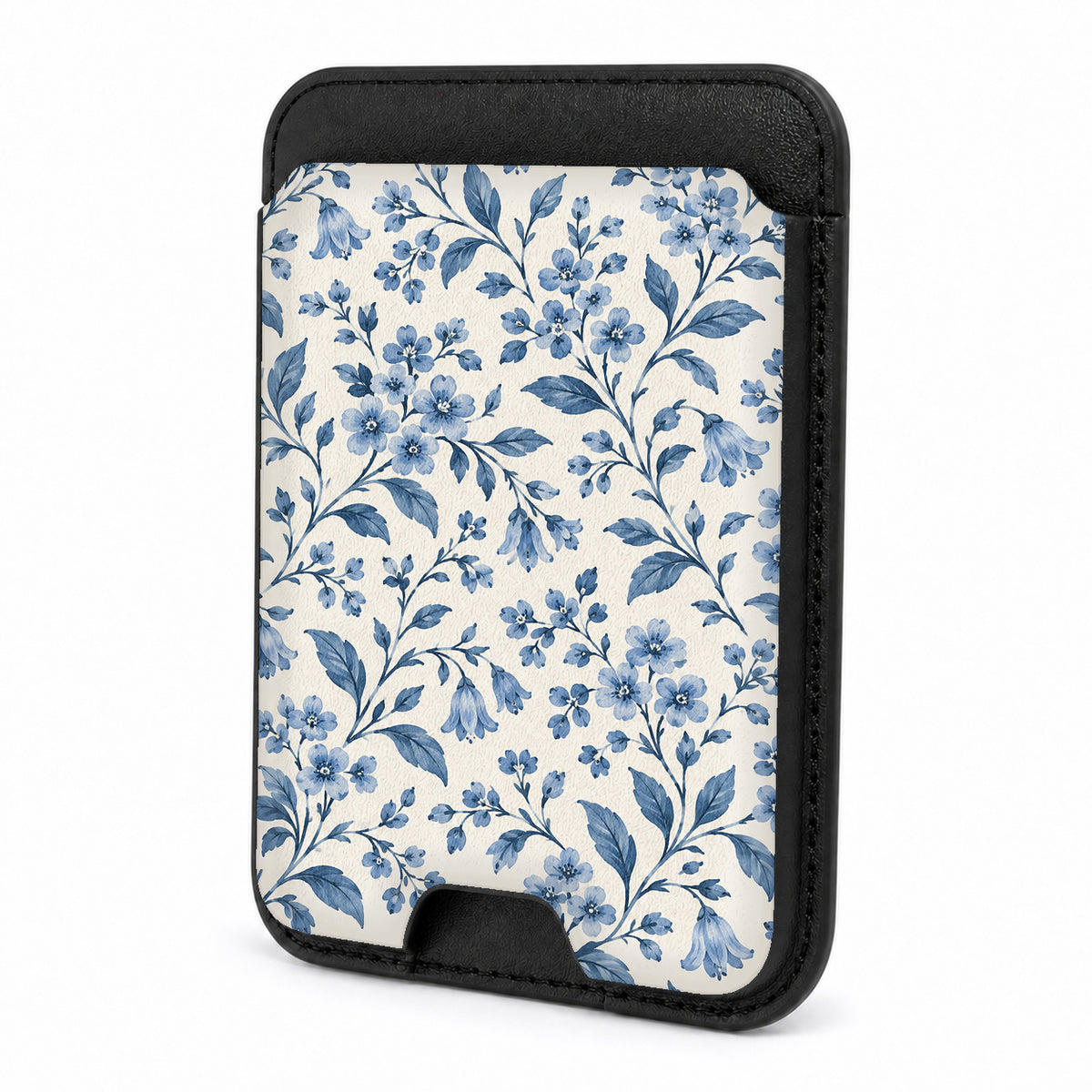 Blue Botanical Floral MagSafe Card Holder