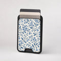 Blue Botanical Floral MagSafe Card Holder, card storage shown with cards