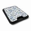 Blue Botanical Floral MagSafe Card Holder, angled view showing the thumb access opening