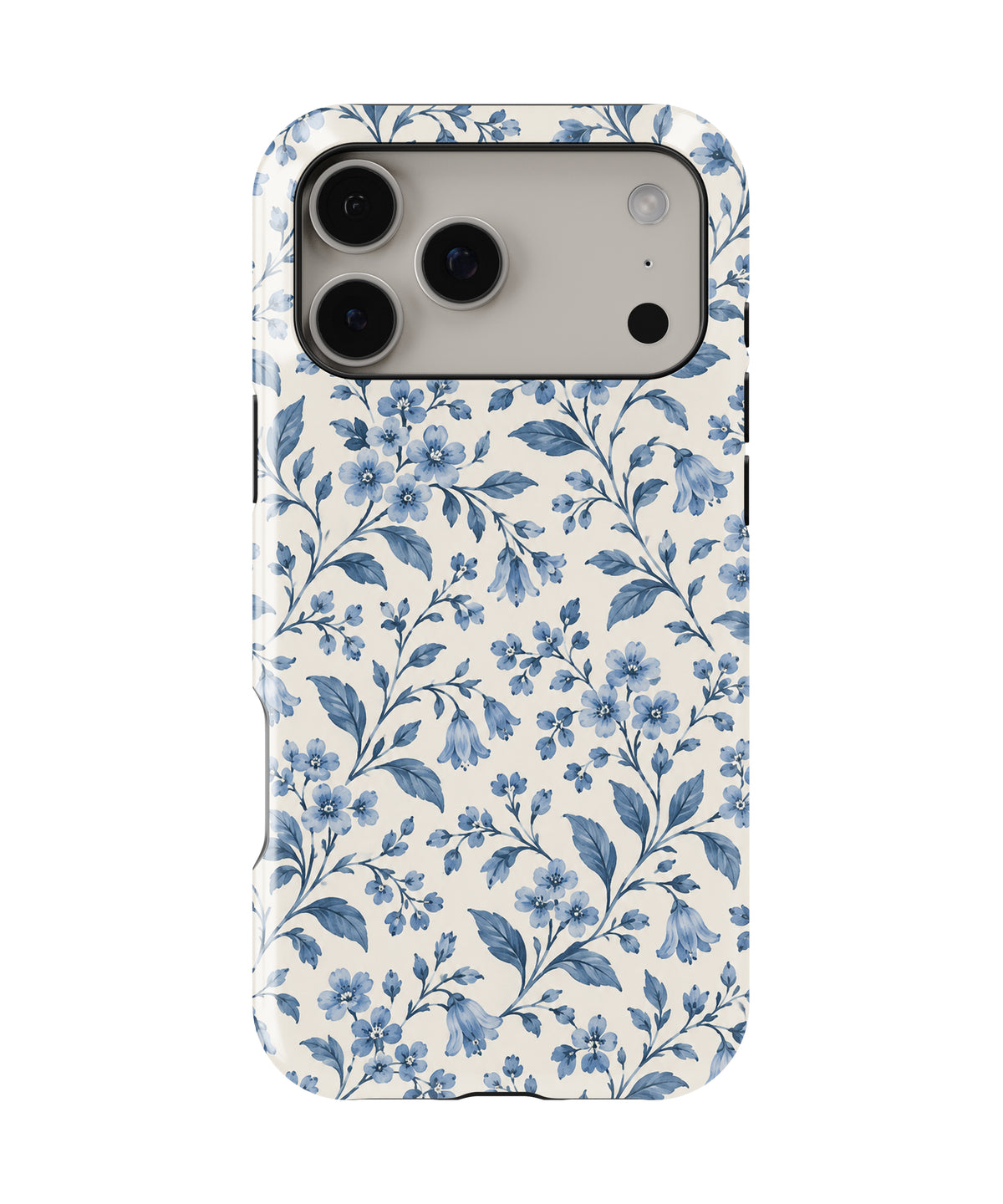 Blue Botanical Floral MagSafe iPhone Tough Case, rear view, iPhone17-18ProMax model image group