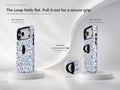 Blue Chinoiserie Floral MagSafe Loop iPhone Case side view showing the built-in finger loop