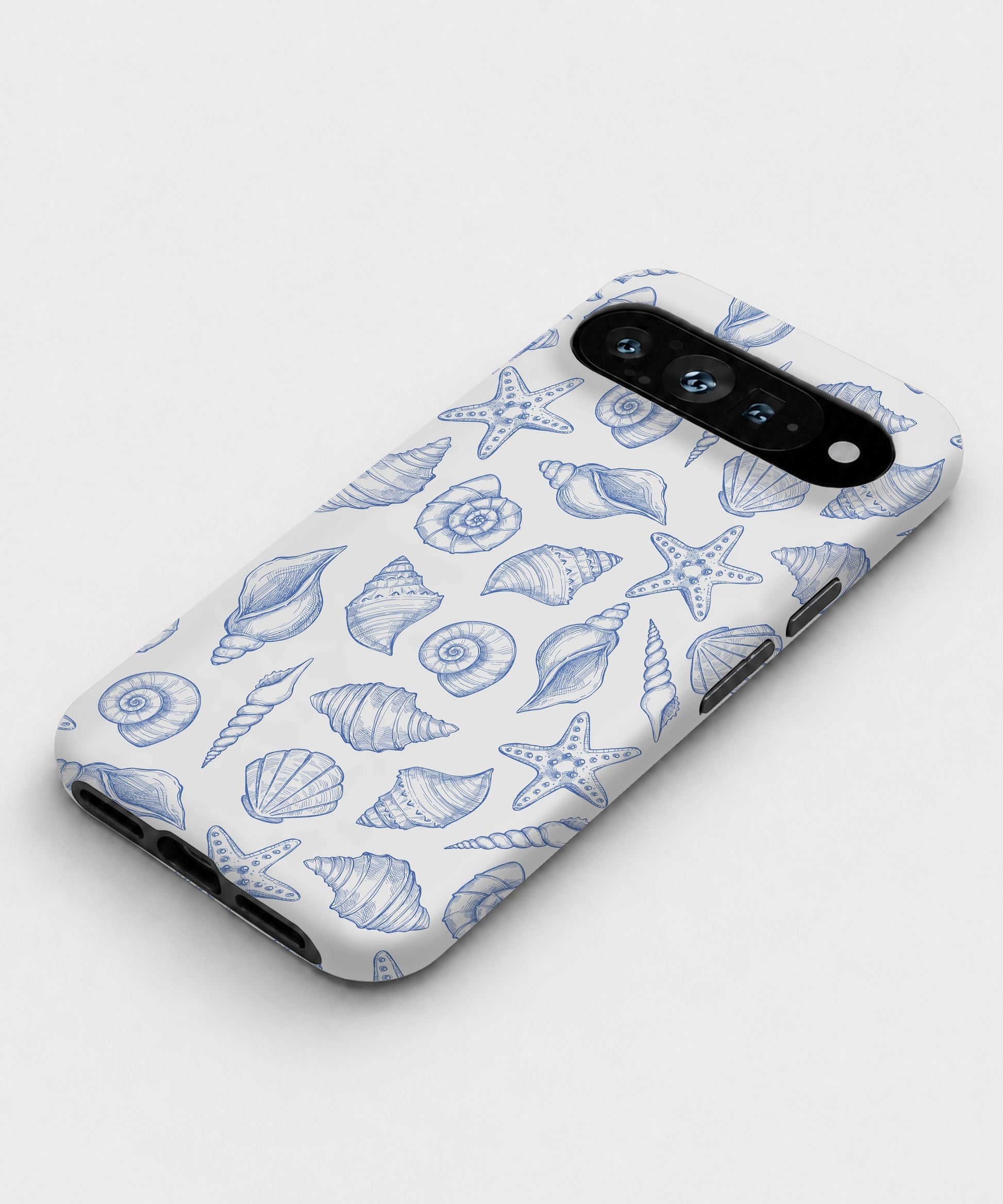 Blue Coastal Seashell Google Pixel case front view