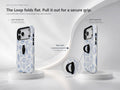 Blue Coastal Seashell MagSafe Loop iPhone Case side view showing the built-in finger loop