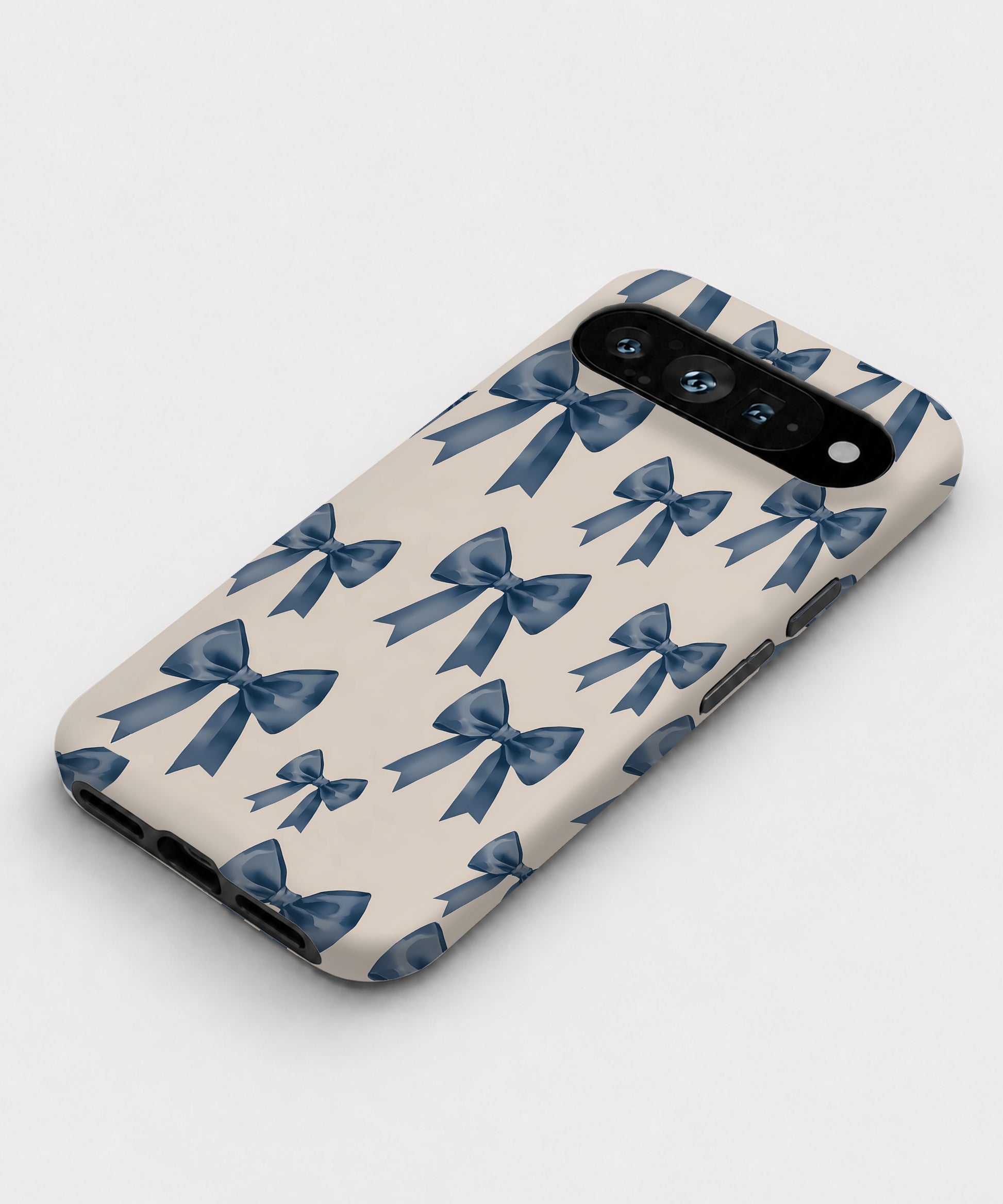 Blue Coquette Bow Google Pixel case front view