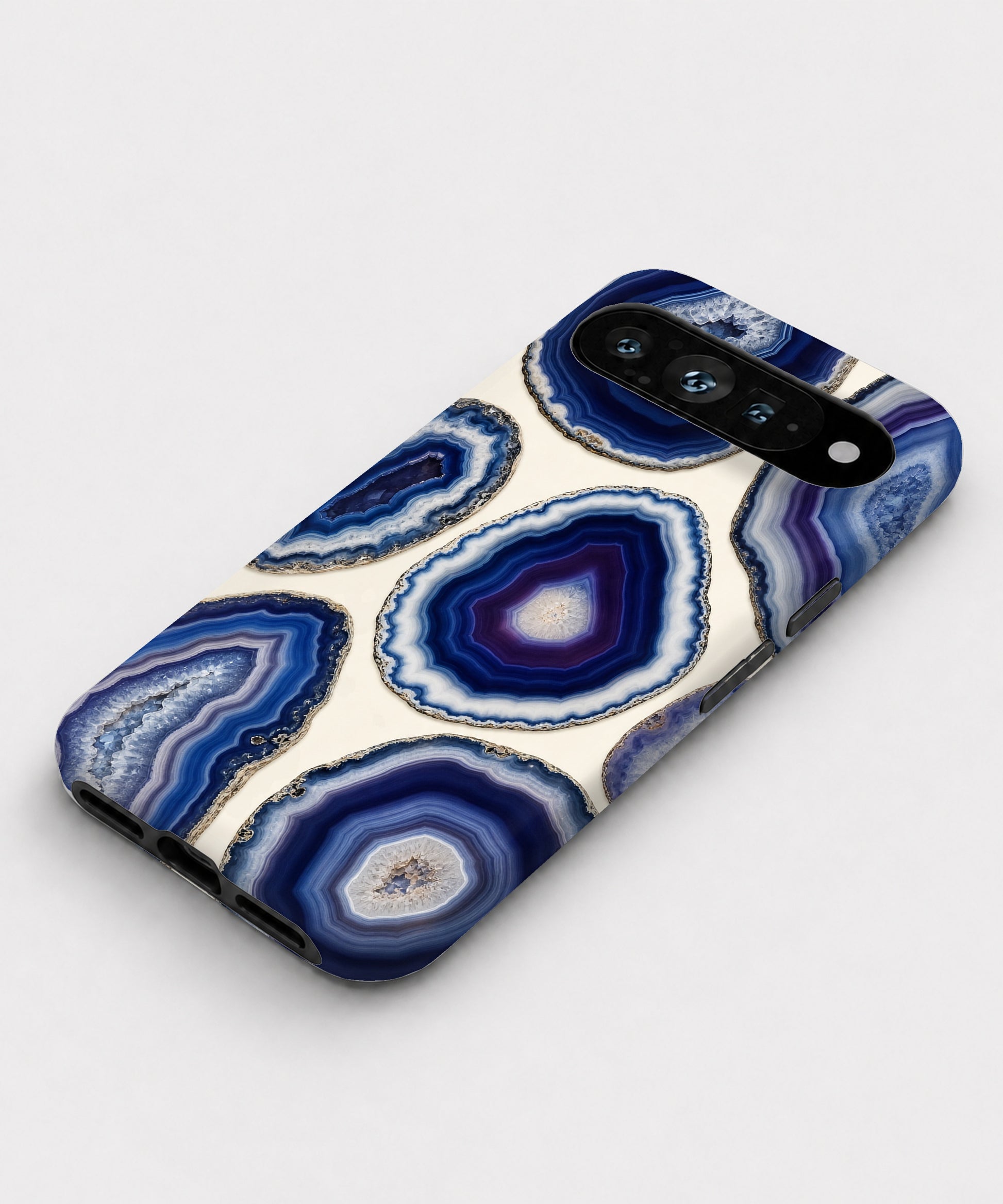 Blue Purple Agate Geode Google Pixel case front view