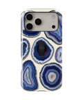 Blue Purple Agate Geode MagSafe Loop iPhone Case with built-in finger loop closed