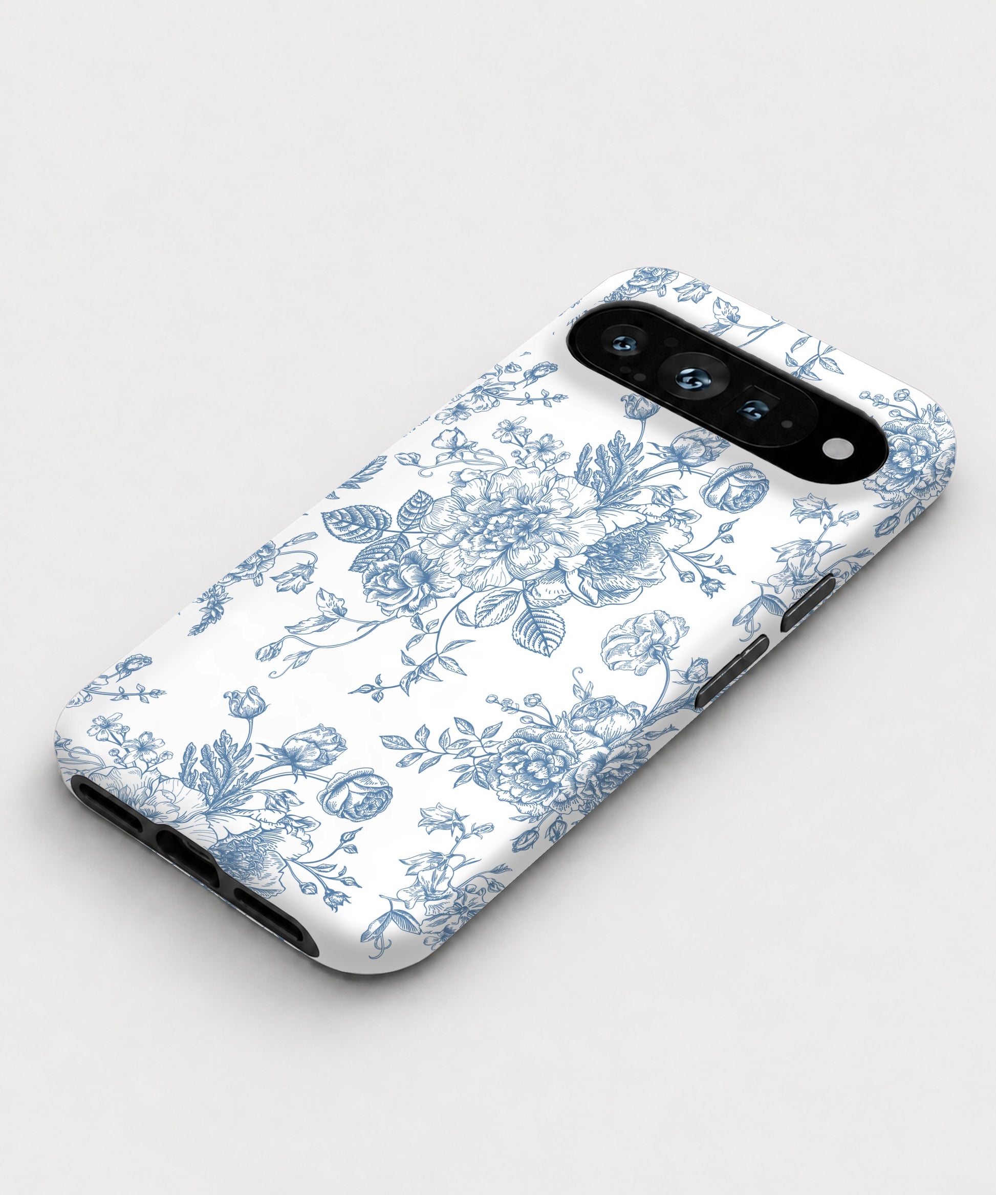 Blue Rose Floral Google Pixel case front view