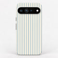 Blue Sage and Cream Vertical Stripe Google Pixel Case - centered back view