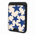 Front view of the Blue Star Pattern MagSafe card holder on a white background