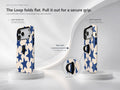 Blue Star Pattern MagSafe Loop iPhone Case side view showing the built-in finger loop