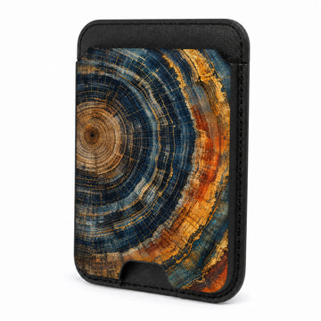 Front view of the Blue Tiger Eye Stone MagSafe card holder on a white background