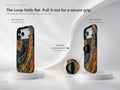 Blue Tiger Eye Stone MagSafe Loop iPhone Case side view showing the built-in finger loop
