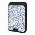 Front view of the Blue Toile de Jouy Floral MagSafe card holder on a white background