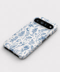 Blue Toile Wildflower Google Pixel case front view