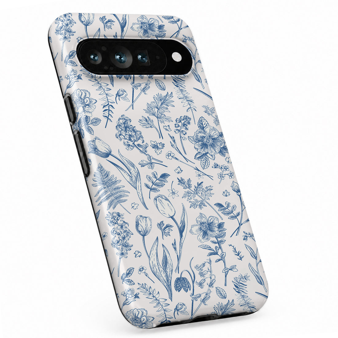Blue Toile Wildflower Google Pixel case