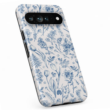 Blue Toile Wildflower Google Pixel case