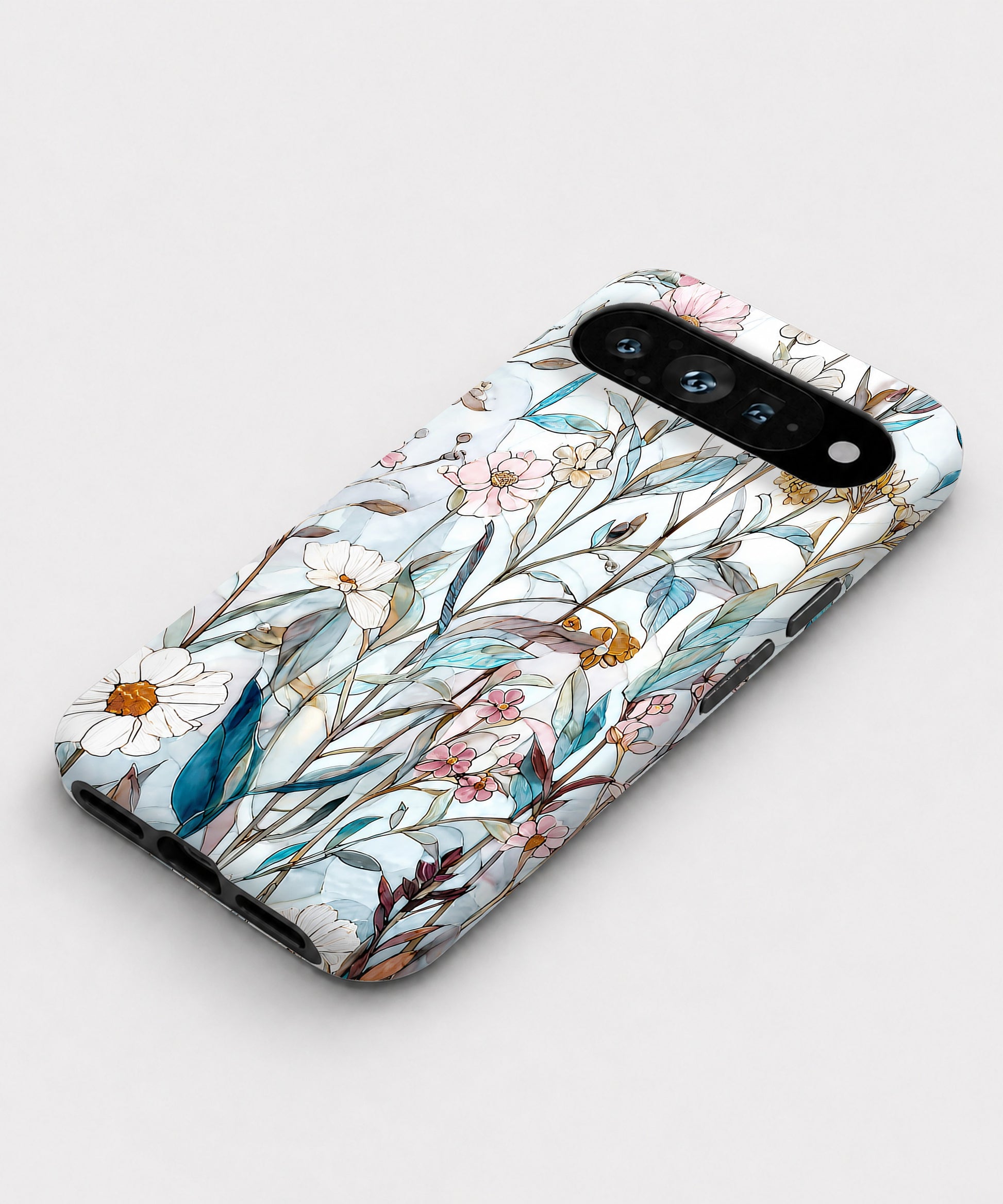 Blue White Daisy Wildflower Google Pixel case front view