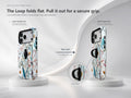 Blue White Daisy Wildflower MagSafe Loop iPhone Case side view showing the built-in finger loop