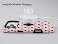 Blush Dark Brown Polka Dots MagSafe Loop iPhone Case - kickstand view