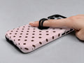 Blush Dark Brown Polka Dots MagSafe Loop iPhone Case - grip detail