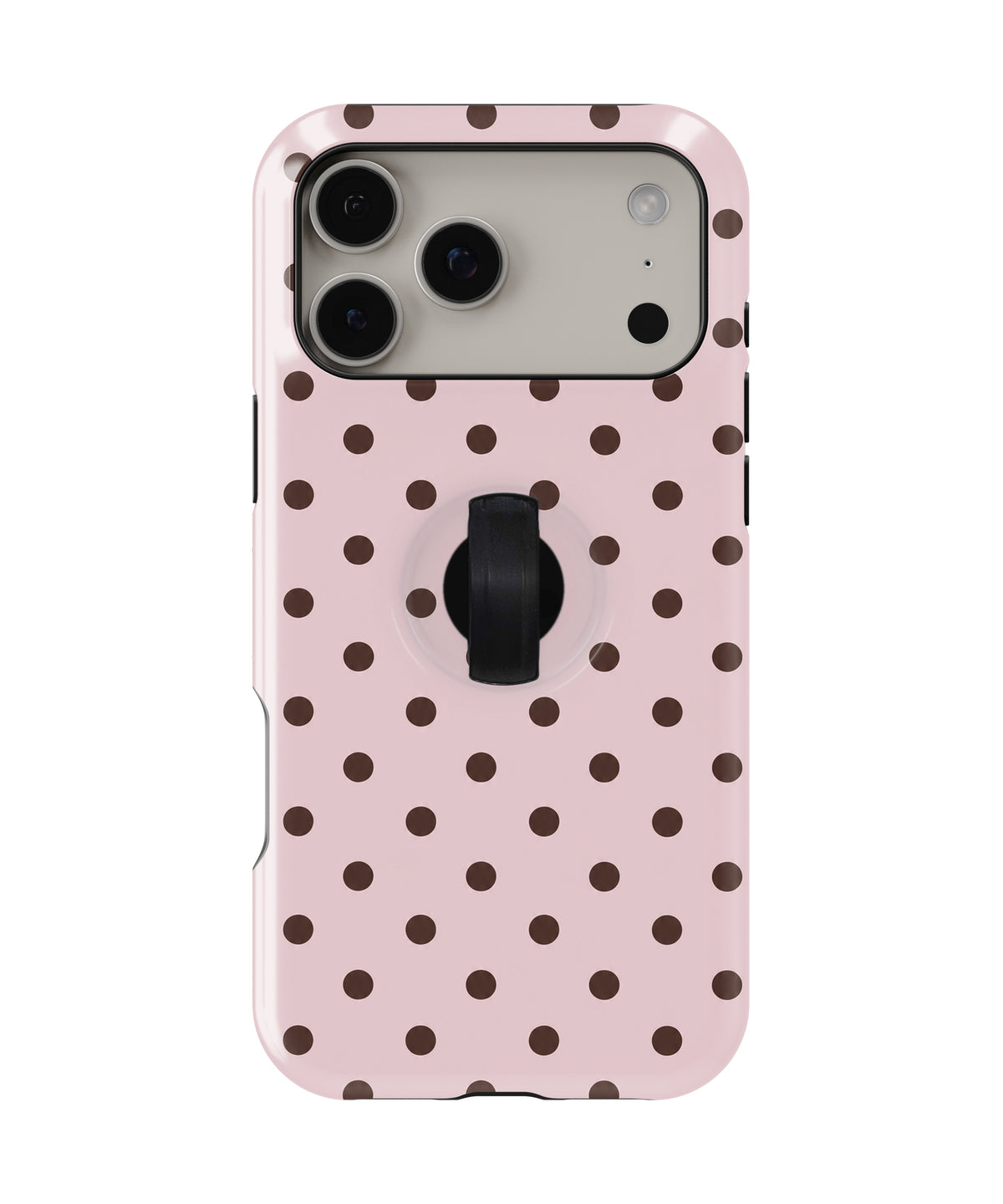 Blush Dark Brown Polka Dots MagSafe Loop Case – iPhone 18 Pro Max & iPhone 18 Pro | Kickstand