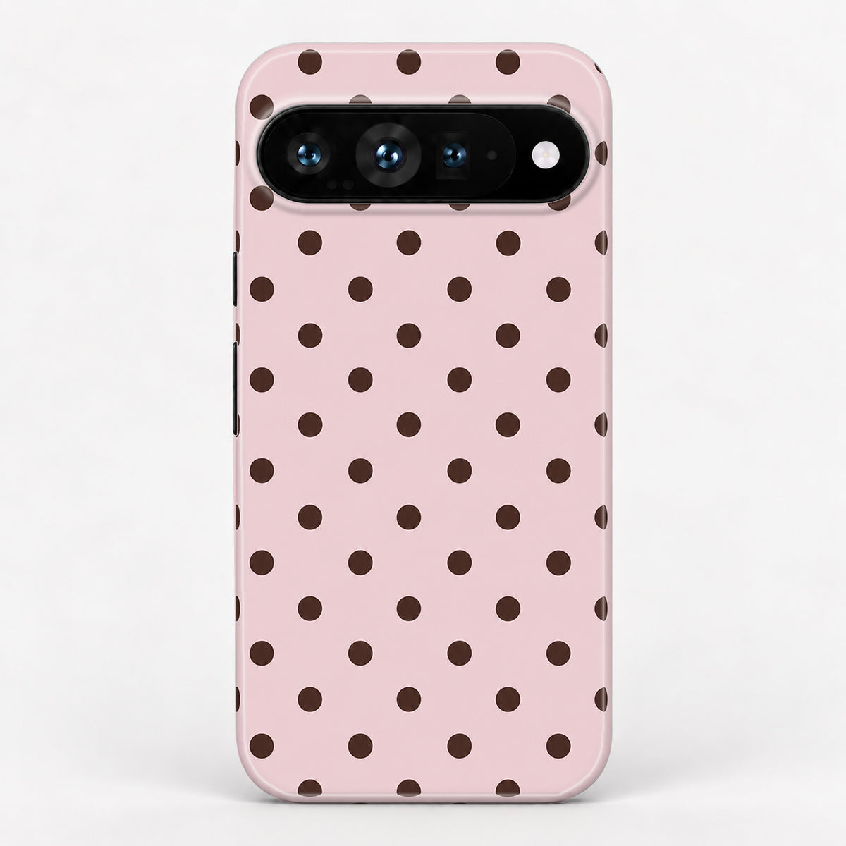 Blush Dark Brown Polka Dots Google Pixel Case - back view