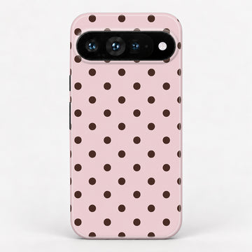 Blush Dark Brown Polka Dots Google Pixel Case - back view