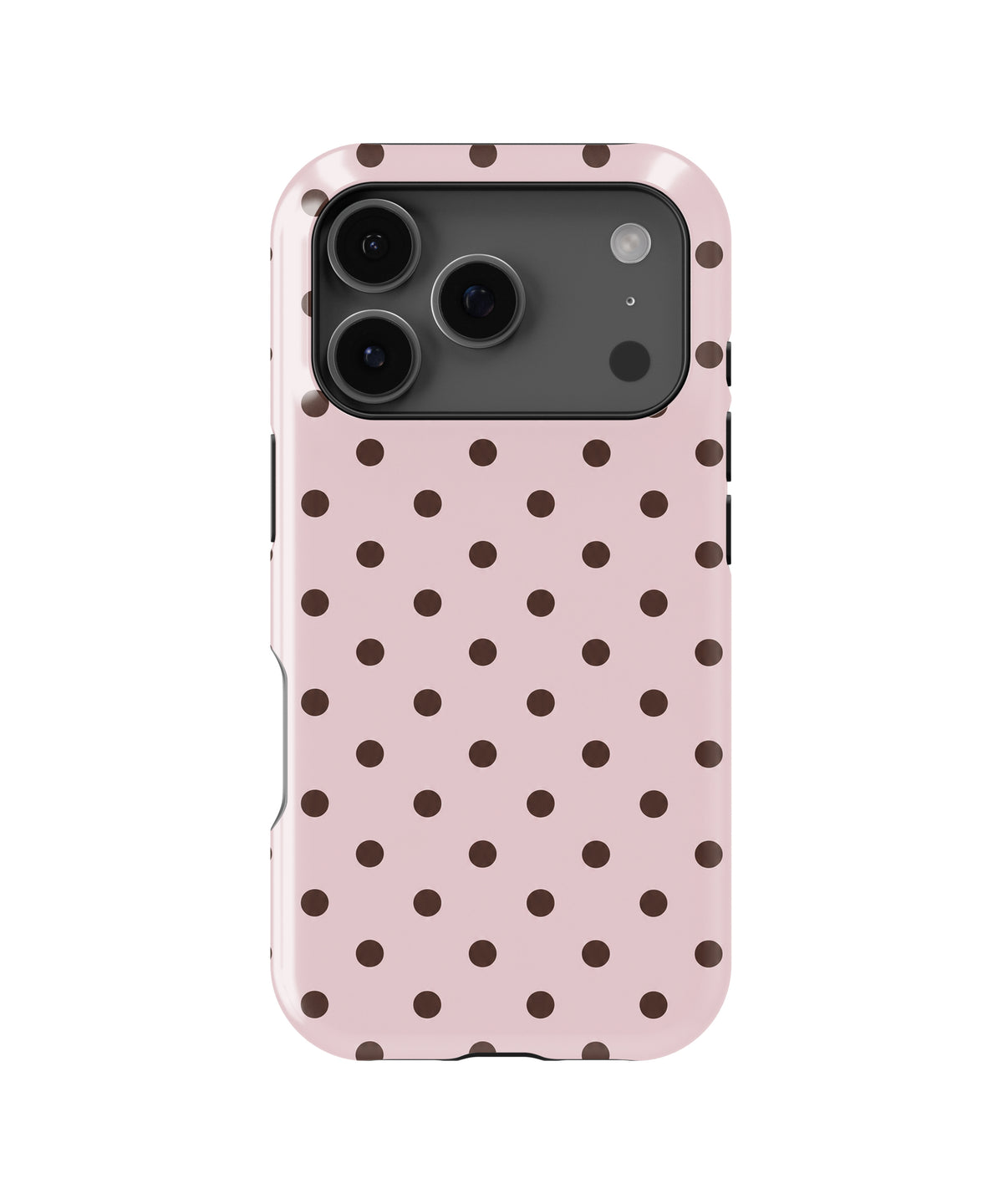 Blush Dark Brown Polka Dots MagSafe iPhone Tough Case - iPhone 17-18 Pro model view