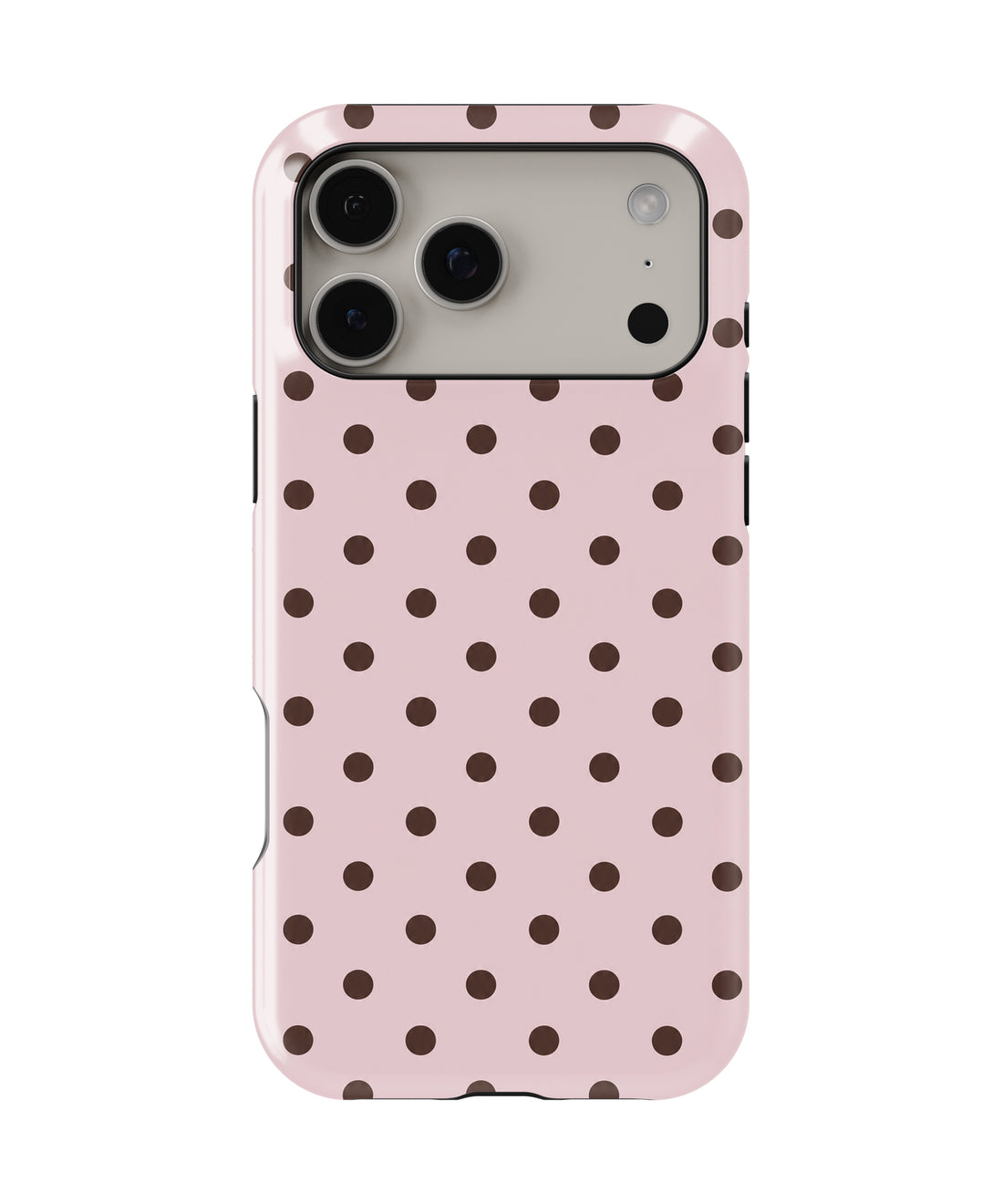 Blush Dark Brown Polka Dots MagSafe iPhone Tough Case - iPhone 17-18 Pro Max back view