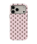 Blush Dark Brown Polka Dots MagSafe iPhone Tough Case - iPhone 17-18 Pro Max back view