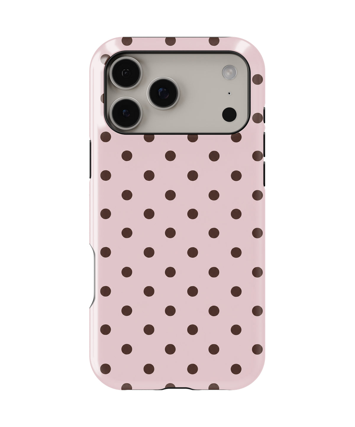 Blush Dark Brown Polka Dots MagSafe Tough Case – iPhone 18 Pro Max & iPhone 18 Pro | Custom Name