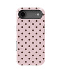 Blush Dark Brown Polka Dots MagSafe iPhone Tough Case - iPhone 17 Air model view