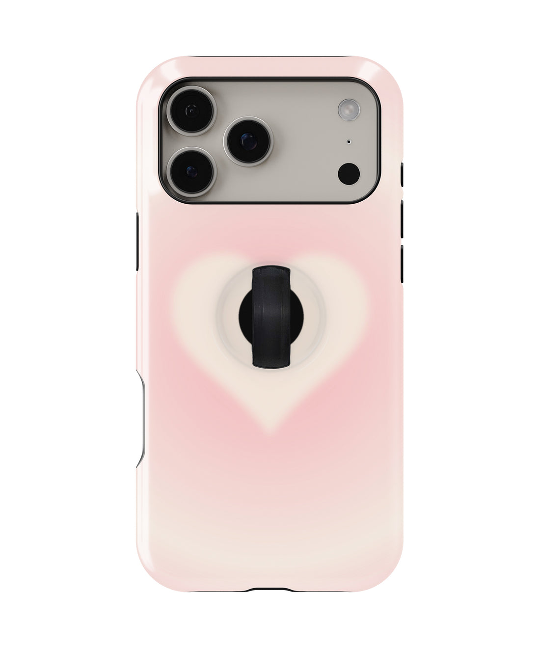 Blush Pink Abstract Gradient MagSafe Loop iPhone Case with built-in finger loop closed