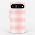 Blush Pink and White Gingham Google Pixel Case - centered back view
