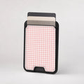 Blush Pink and White Gingham MagSafe Card Holder, card storage shown with cards