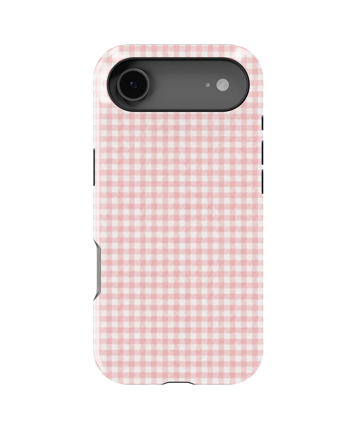 Blush Pink and White Gingham MagSafe iPhone Tough Case, rear view, iPhone17Air model image group