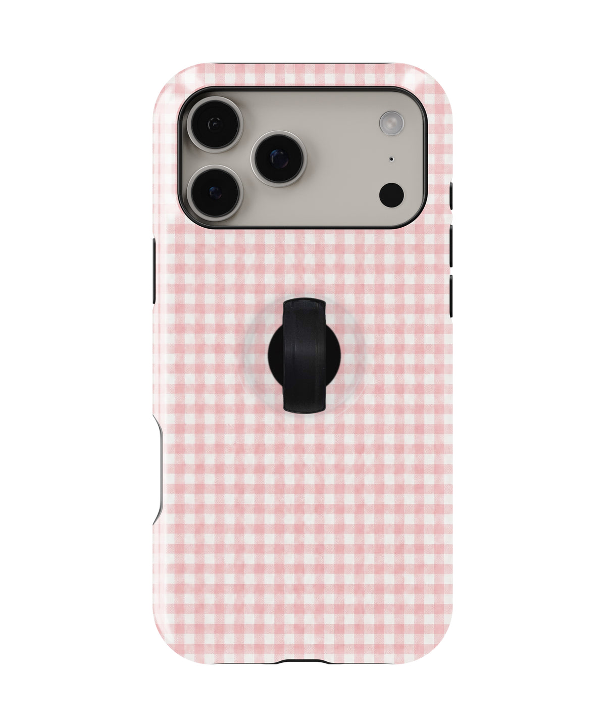 Blush Pink and White Gingham MagSafe Loop Case – iPhone 18 Pro Max & iPhone 18 Pro | Kickstand