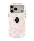Blush Pink Chinoiserie Floral MagSafe Loop iPhone Case with built-in finger loop closed