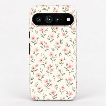 Blush Pink Ditsy Floral Google Pixel Case - centered back view