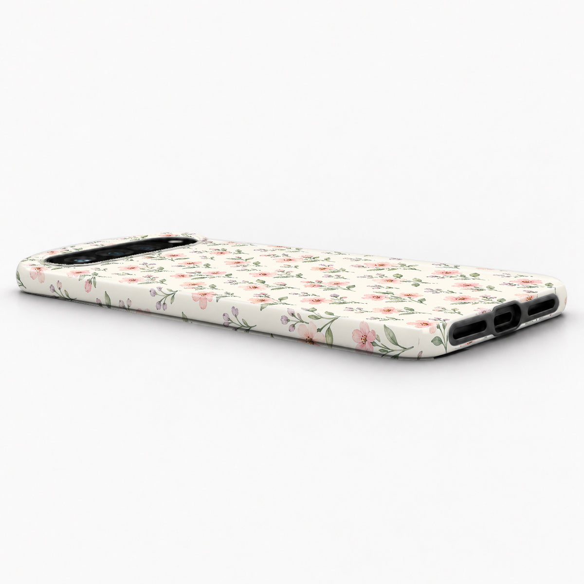 Blush Pink Ditsy Floral Google Pixel Case - low side view