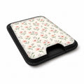 Blush Pink Ditsy Floral MagSafe Card Holder, angled view showing the thumb access opening