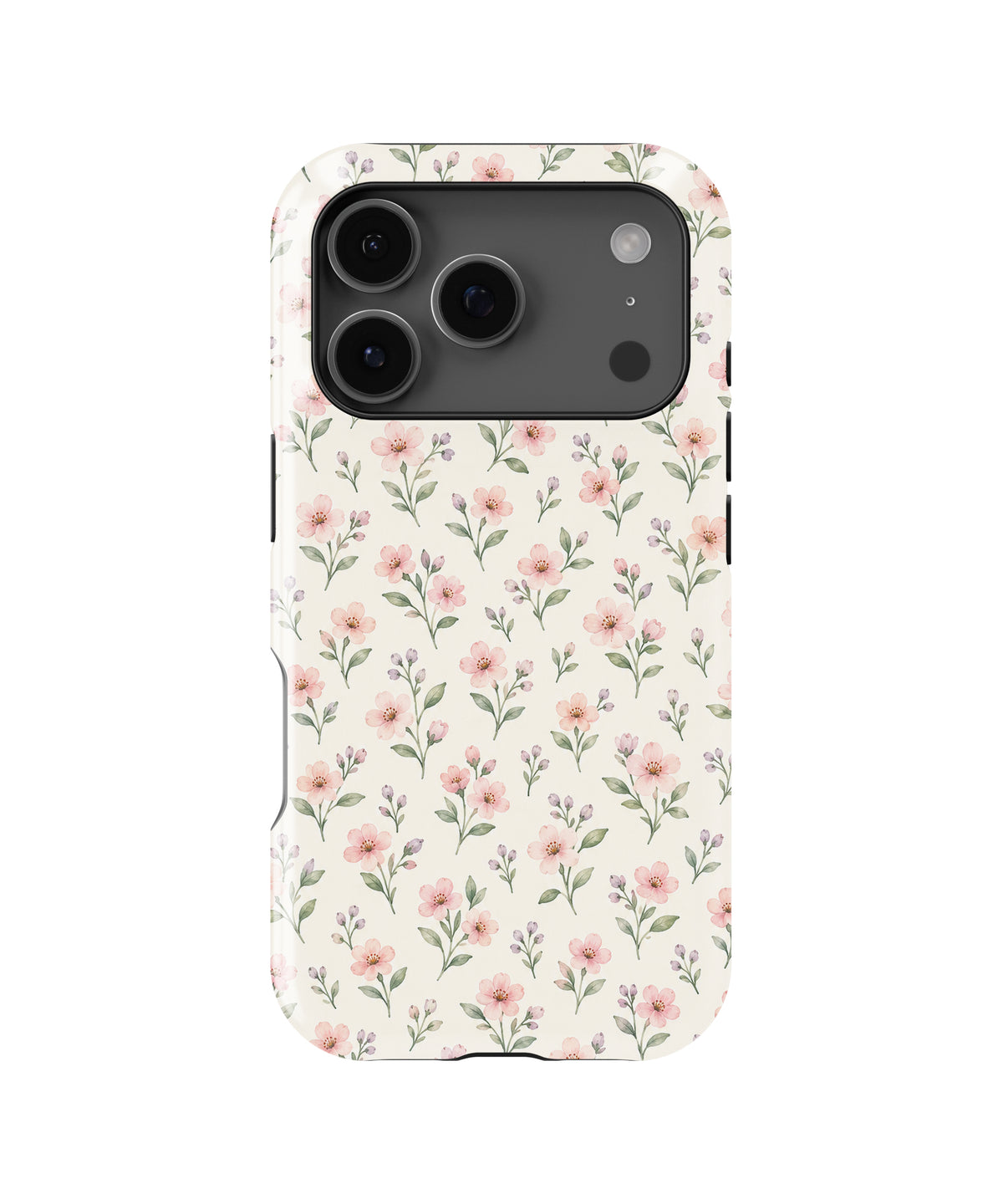 Blush Pink Ditsy Floral MagSafe iPhone Tough Case, rear view, iPhone17-18Pro model image group