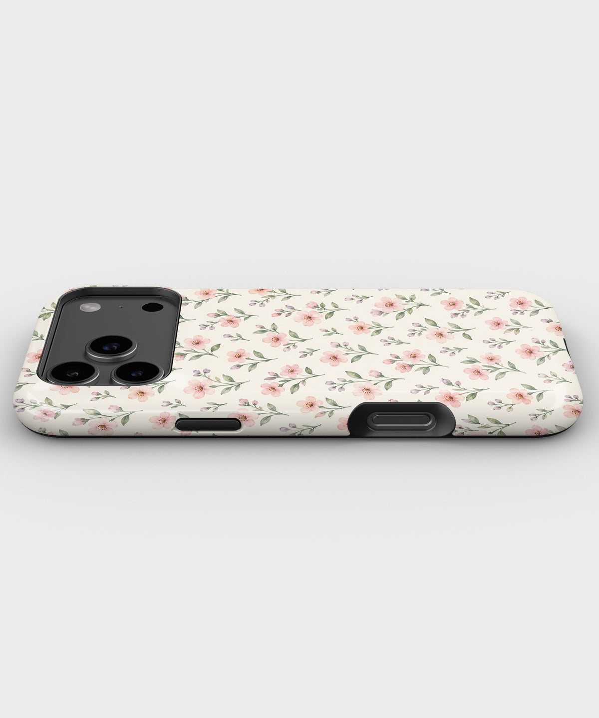 Blush Pink Ditsy Floral MagSafe iPhone Tough Case, side view showing case edges