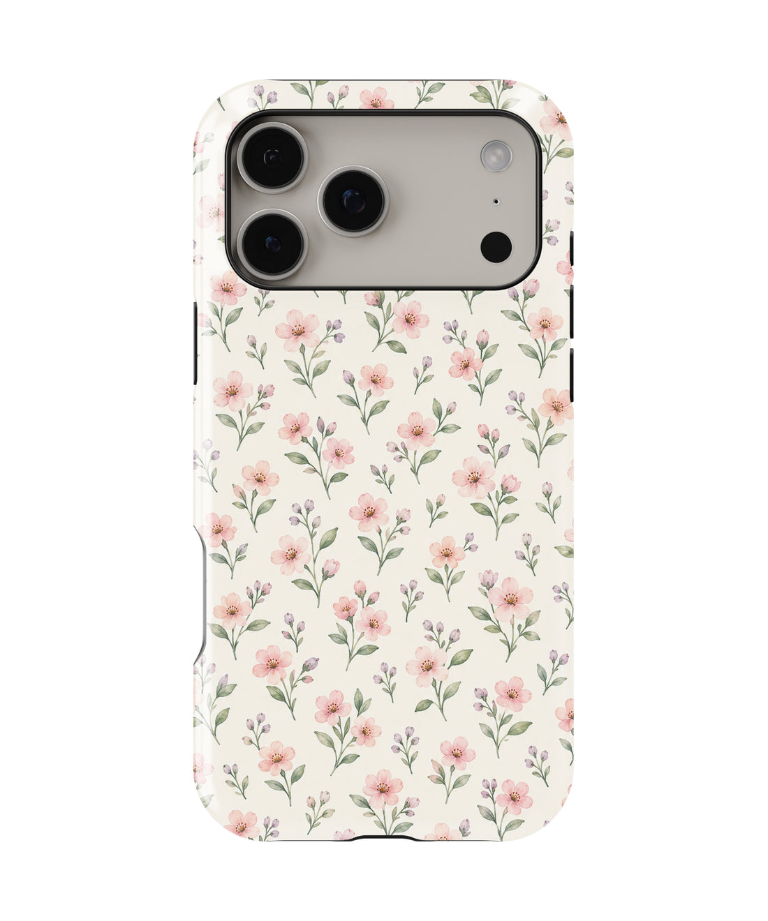 Blush Pink Ditsy Floral MagSafe iPhone Tough Case, rear view, iPhone17-18ProMax model image group