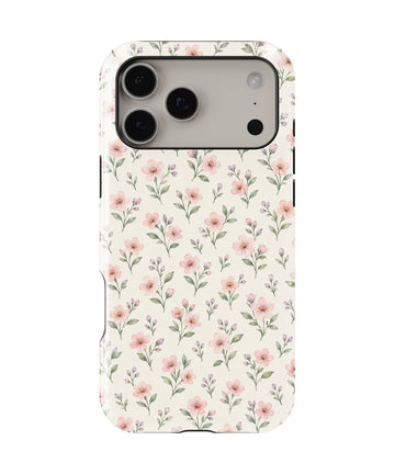 Blush Pink Ditsy Floral MagSafe iPhone Tough Case, rear view, iPhone17-18ProMax model image group