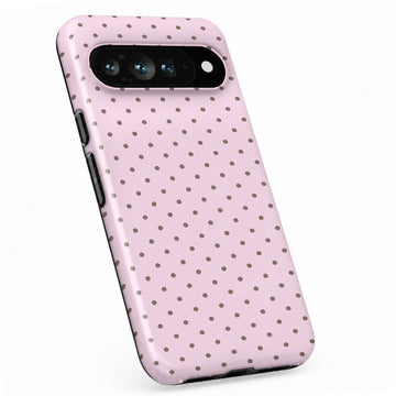 Blush Pink Mini Polka Dot Google Pixel case with repeating polka dots