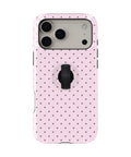 Blush Pink Mini Polka Dot MagSafe Loop iPhone Case with built-in finger loop closed