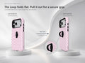 Blush Pink Mini Polka Dot MagSafe Loop iPhone Case side view showing the built-in finger loop