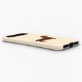 Brown Dachshund on Cream Pinstripes Google Pixel Case - low side view